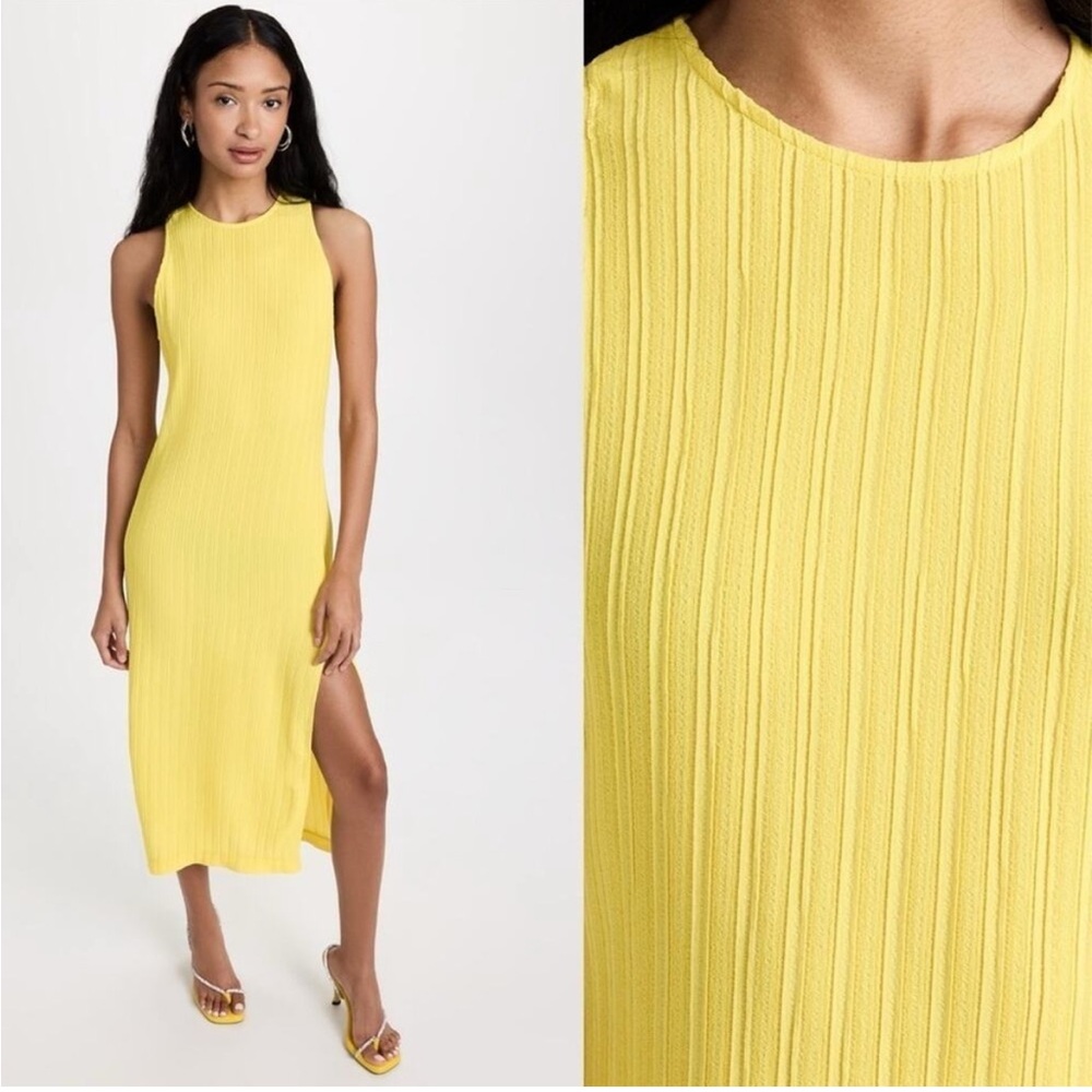 Sleeveless Yellow Ribbed Dress